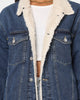 Tommy Jeans Colour-Blocked Oversized Sherpa  Denim Jacket Dark Denim