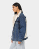 Tommy Jeans Colour-Blocked Oversized Sherpa  Denim Jacket Dark Denim