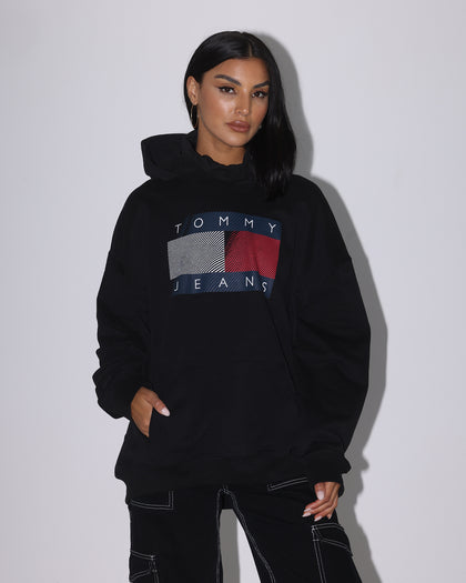 Tommy Jeans Reflective Flag Hoodie Black
