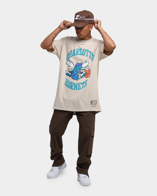Mitchell & Ness Charlotte Hornets Sandstone Team Logo T-Shirt Stone