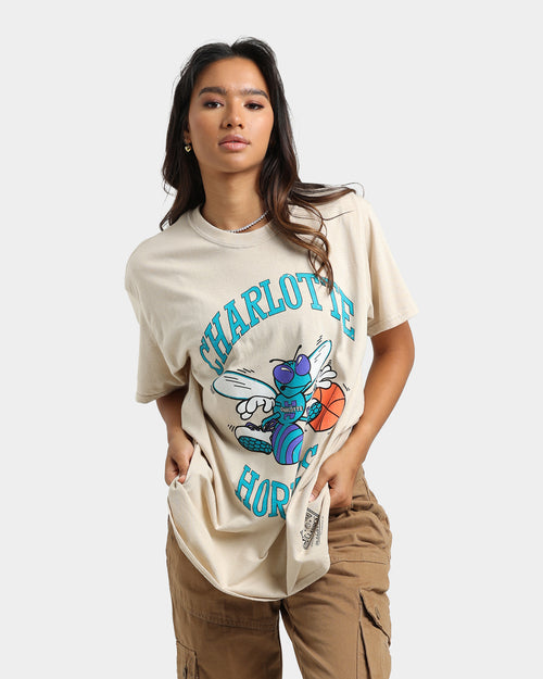 Mitchell & Ness Charlotte Hornets Sandstone Team Logo T-Shirt Stone