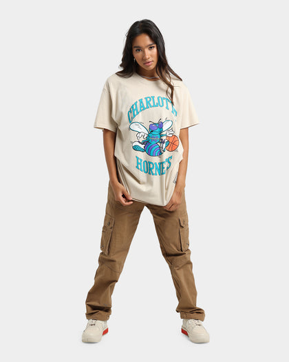 Mitchell & Ness Charlotte Hornets Sandstone Team Logo T-Shirt Stone