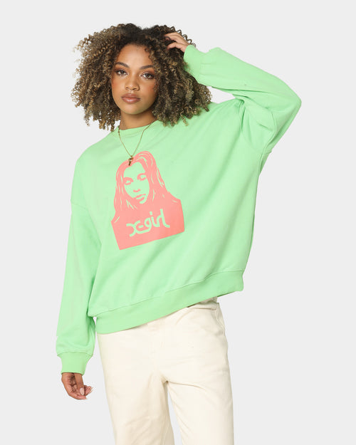 X-Girl Women's Face Crewneck Lime