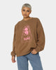 X-Girl Women's Face Crewneck Brown