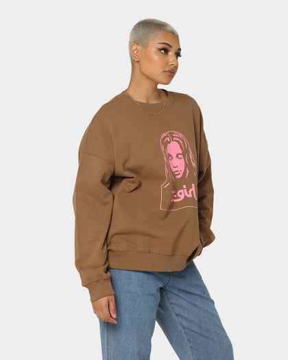 X-Girl Women's Face Crewneck Brown