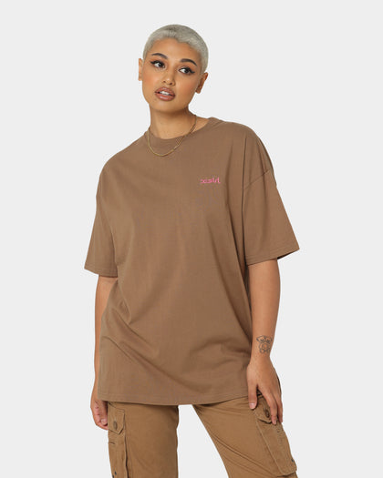 X-Girl Women's Face T-Shirt Brown