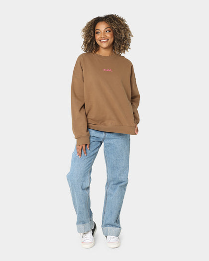 X-Girl Women's Jelly Logo Crewneck Brown