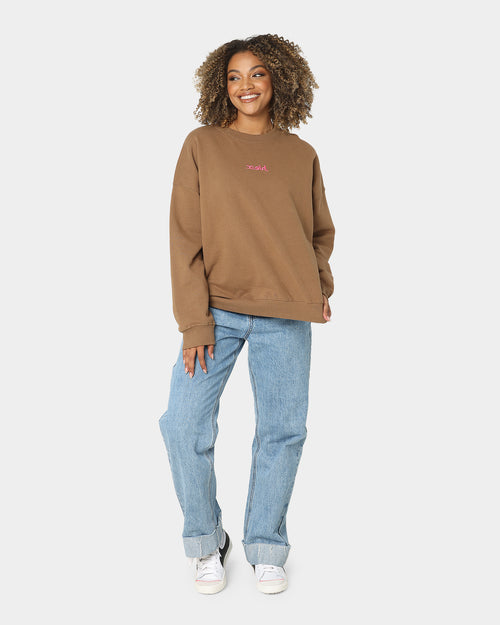 X-Girl Women's Jelly Logo Crewneck Brown