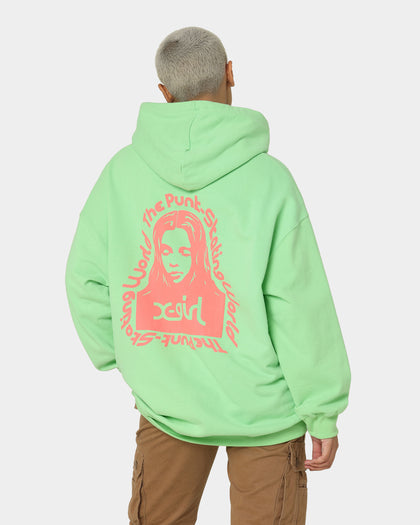 X-Girl Women's Message Face Hoodie Lime