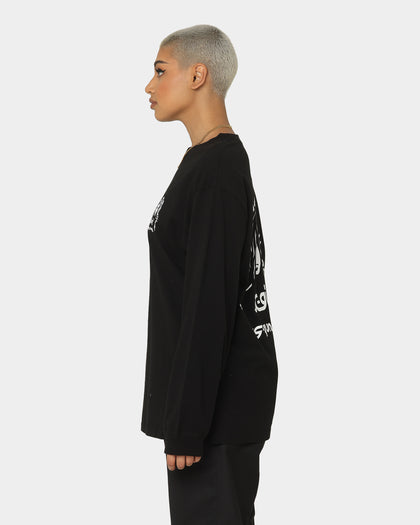 X-Girl Women's Message Face Long Sleeve T-Shirt Black