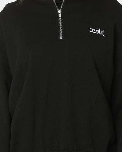 X-Girl Women's Mills Logo Quarter Zip Sweatshirt Black