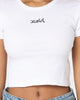 X-Girl Women's Mills Logo Baby T-Shirt White