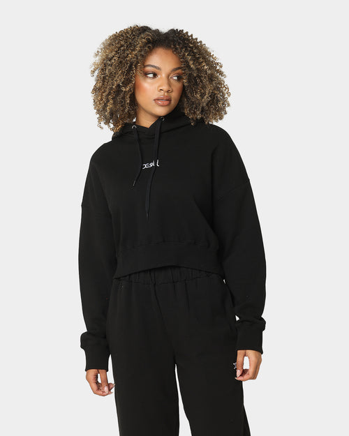 X-Girl Women's Mills Logo Crop Hoodie Black