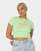 X-Girl Women's Mills Outline Baby Crop T-Shirt Lime