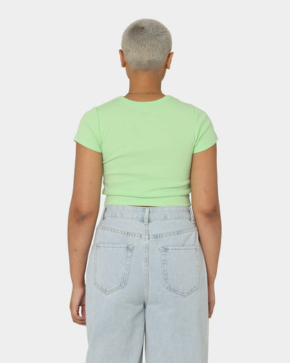 X-Girl Women's Mills Outline Baby Crop T-Shirt Lime