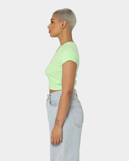 X-Girl Women's Mills Outline Baby Crop T-Shirt Lime