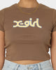 X-Girl Women's Mills Outline Baby T-Shirt Brown