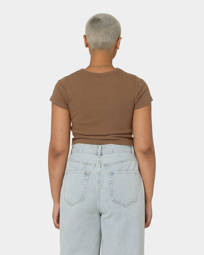 X-Girl Women's Mills Outline Baby T-Shirt Brown