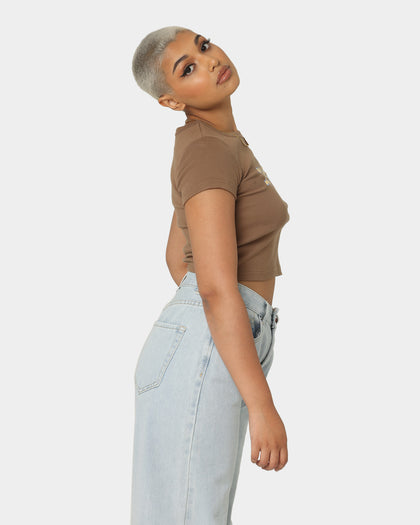 X-Girl Women's Mills Outline Baby T-Shirt Brown