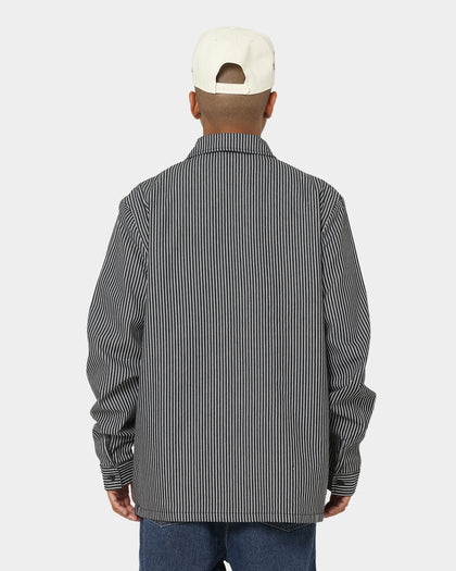 XLARGE Pinstripe Long Sleeve Zip Shirt Black