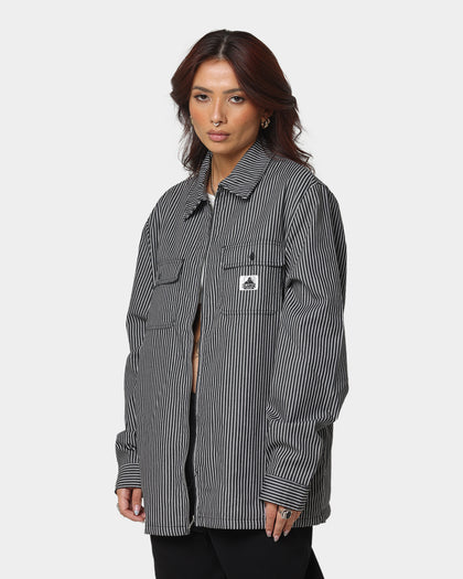 XLARGE Pinstripe Long Sleeve Zip Shirt Black