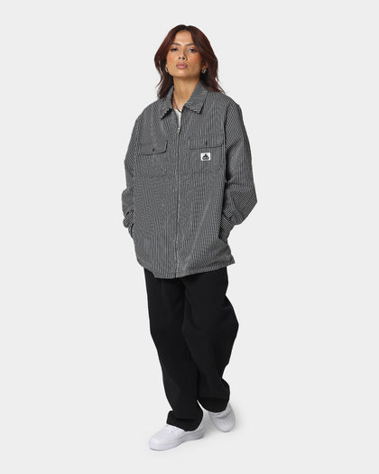 XLARGE Pinstripe Long Sleeve Zip Shirt Black