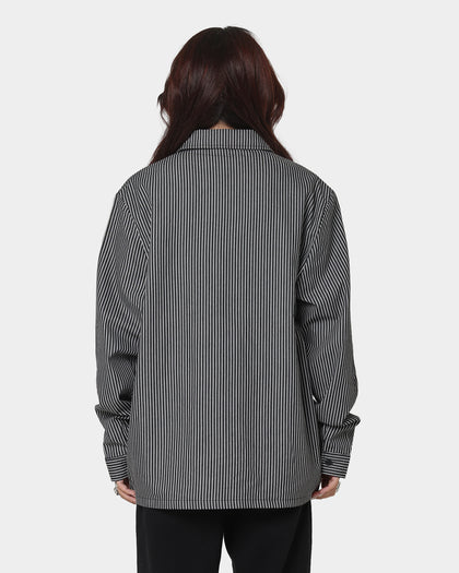 XLARGE Pinstripe Long Sleeve Zip Shirt Black