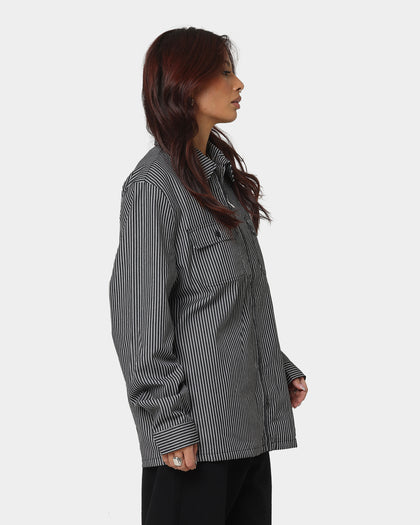 XLARGE Pinstripe Long Sleeve Zip Shirt Black