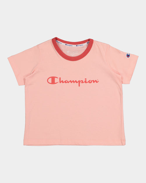 Champion Kids' Script Boxy T-Shirt Peach