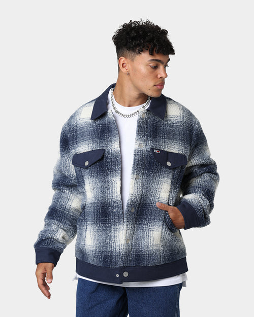 Tommy Jeans Sherpa Check Trucker Jacket White