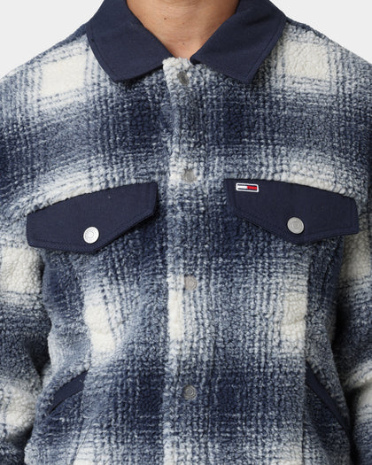 Tommy Jeans Sherpa Check Trucker Jacket White
