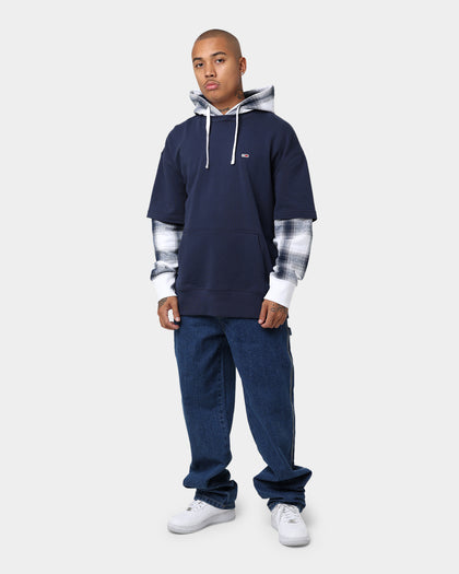 Tommy Jeans Layer Check Hoodie Twilight Navy