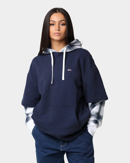 Tommy Jeans Layer Check Hoodie Twilight Navy