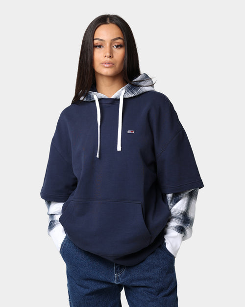 Tommy Jeans Layer Check Hoodie Twilight Navy