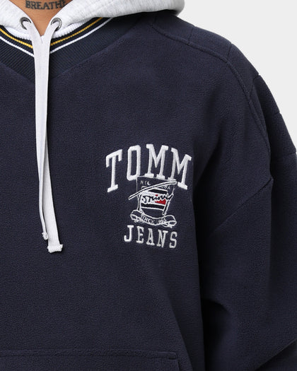 Tommy Jeans Polar Fleece V-Neck Hoodie Twilight Navy