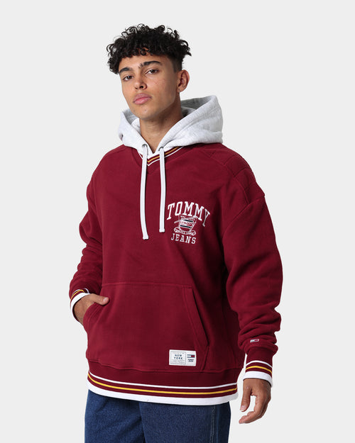 Tommy Jeans Polar Fleece V-Neck Hoodie Bing Cherry