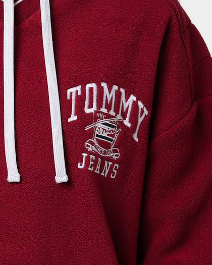 Tommy Jeans Polar Fleece V-Neck Hoodie Bing Cherry
