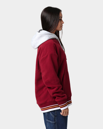 Tommy Jeans Polar Fleece V-Neck Hoodie Bing Cherry