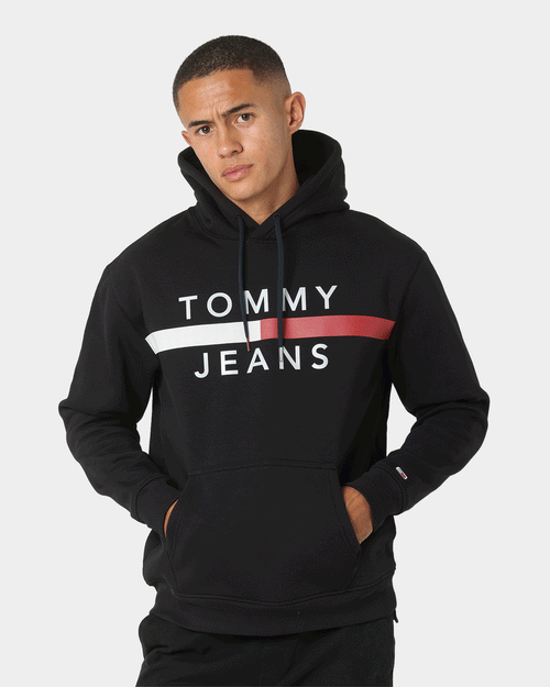 Tommy Jeans Reflective Flag Hoodie Black