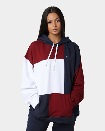Tommy Jeans TJM Reverse Colorblock Hoodie Twilight Navy/Maroon
