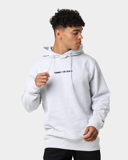 Tommy Jeans Straight Logo Hoodie Silver Grey Heather