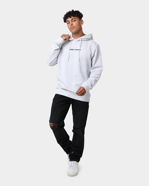 Tommy Jeans Straight Logo Hoodie Silver Grey Heather