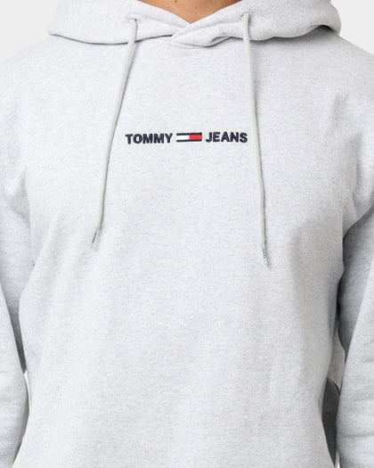 Tommy Jeans Straight Logo Hoodie Silver Grey Heather