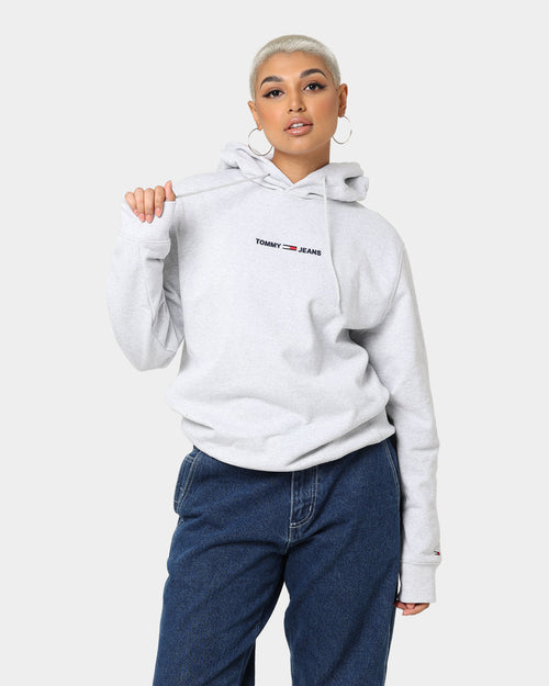 Tommy Jeans Straight Logo Hoodie Silver Grey Heather
