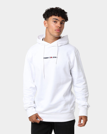 Tommy Jeans Straight Logo Hoodie White