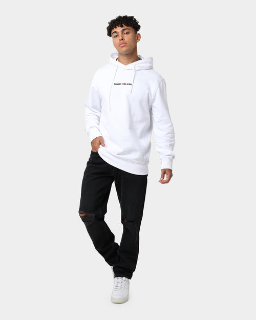 Tommy Jeans Straight Logo Hoodie White