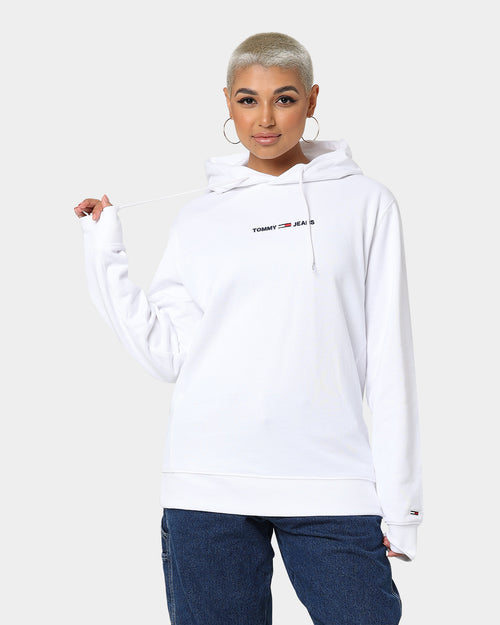 Tommy Jeans Straight Logo Hoodie White
