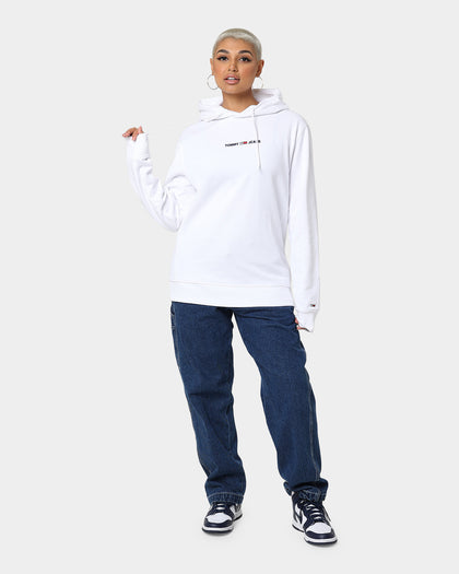 Tommy Jeans Straight Logo Hoodie White