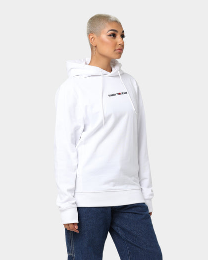 Tommy Jeans Straight Logo Hoodie White