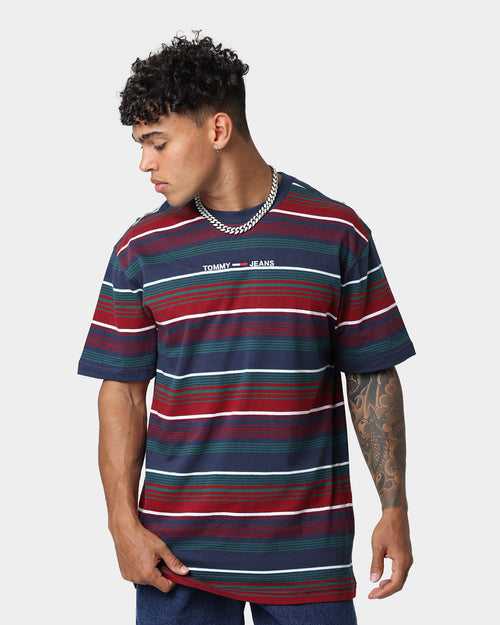 Tommy Jeans TJM Stripe Linear Logo T-Shirt Twilight Navy